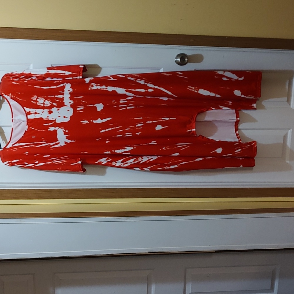 Red and White high/low Maxi Dress